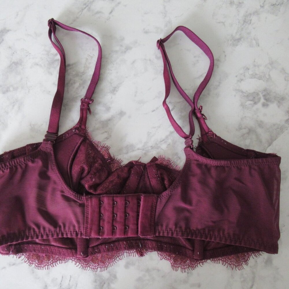 Victorias‎ Secret Bra 32B Push Up Without Padding Purple Lace Underwire - Picture 5 of 7